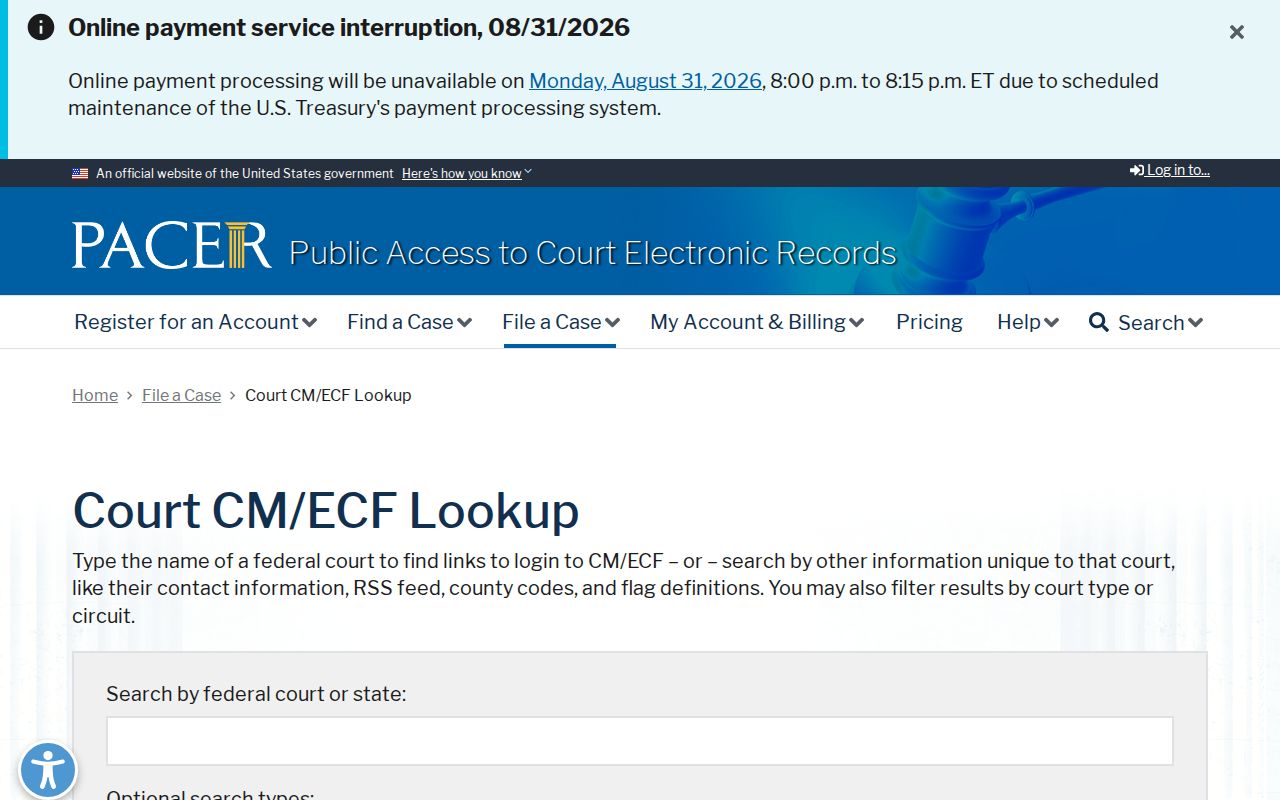 Wilkinson County case search distinction, PACER federal court lookup