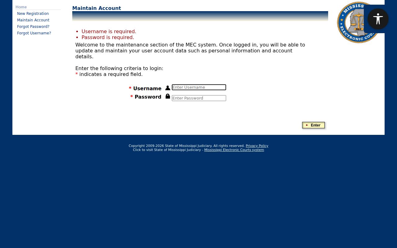 Wilkinson County case search access, PAMEC username and password login
