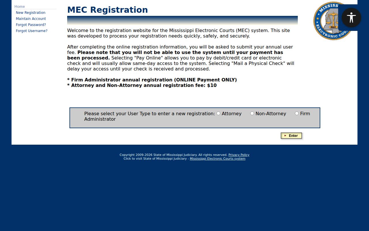 Wilkinson County case search access, PAMEC registration choices