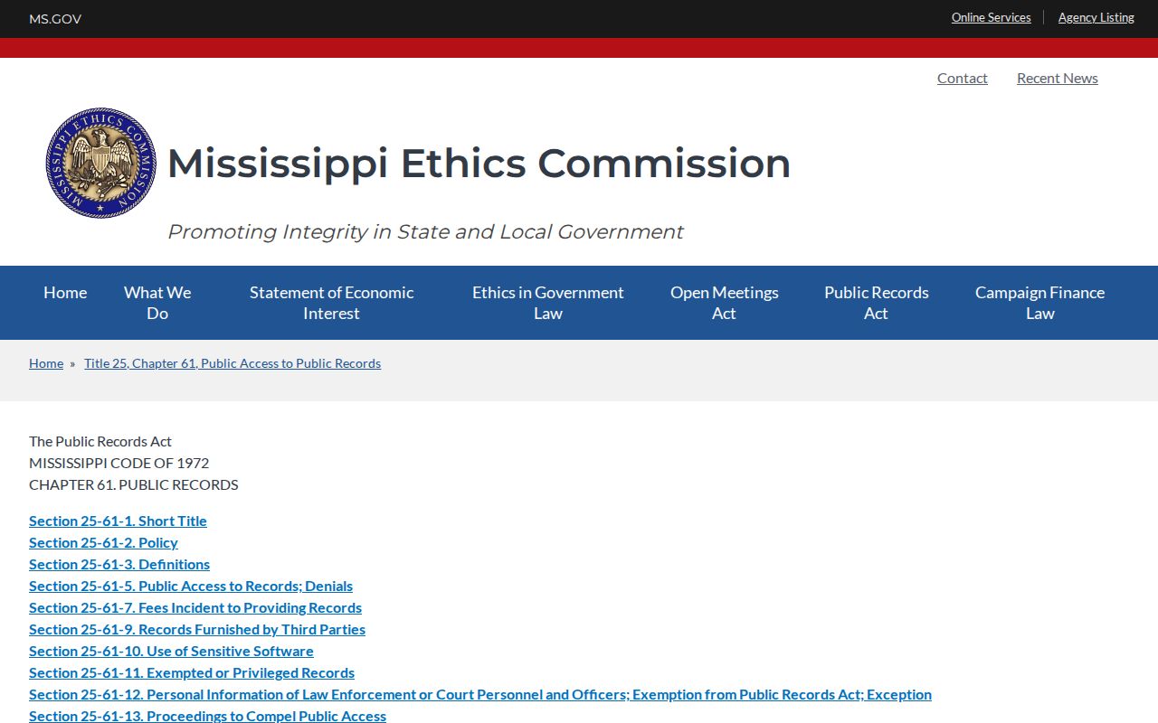 Wilkinson County court records access under the Mississippi Public Records Act