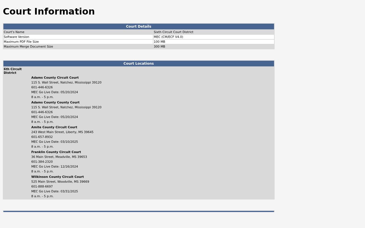 Wilkinson County criminal docket Sixth Circuit MEC CourtInfo record