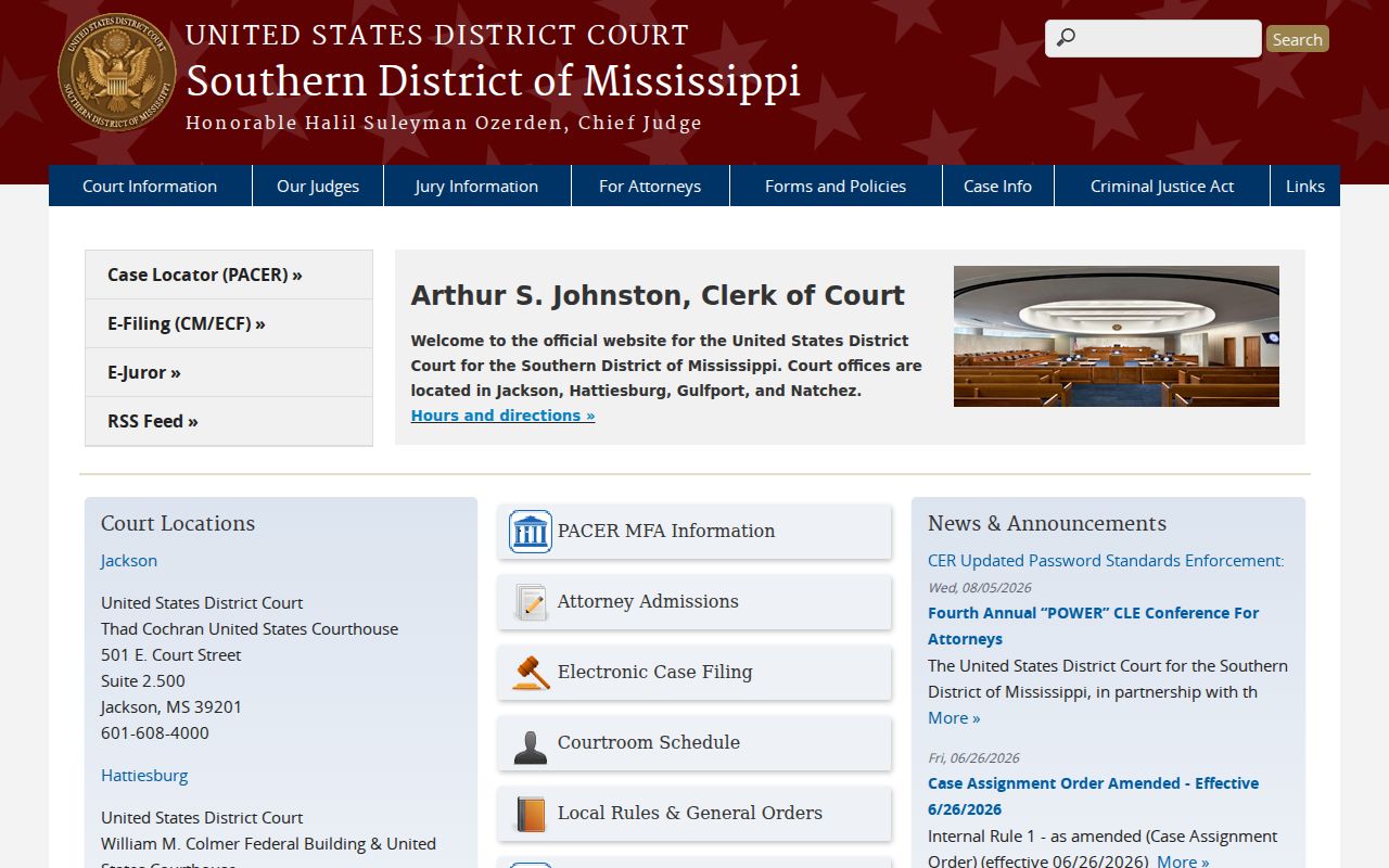 Wilkinson County court docket reference for Southern District federal court access