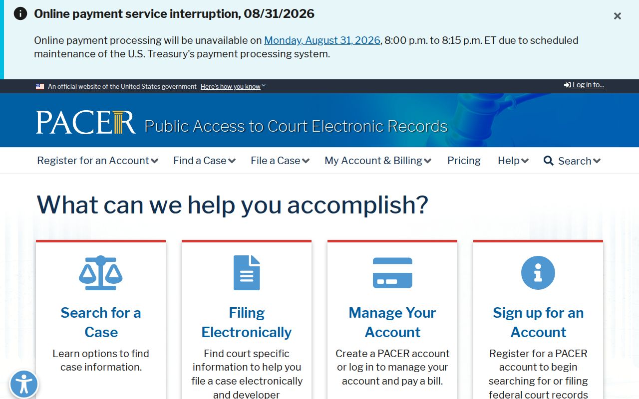 Wilkinson County court docket access reference for separate PACER federal records